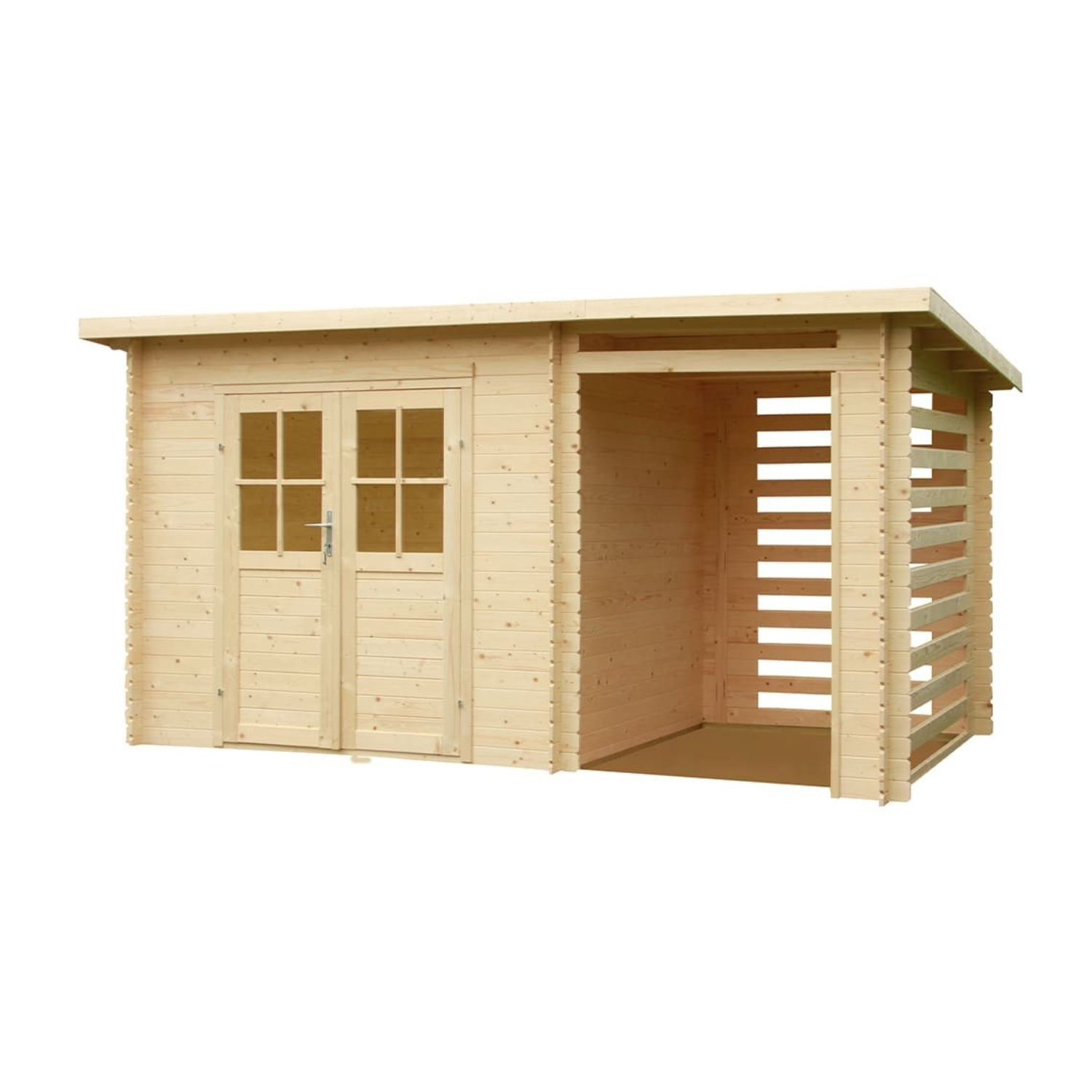Abri de jardin bois épicéa – 7,44m² avec extension 2