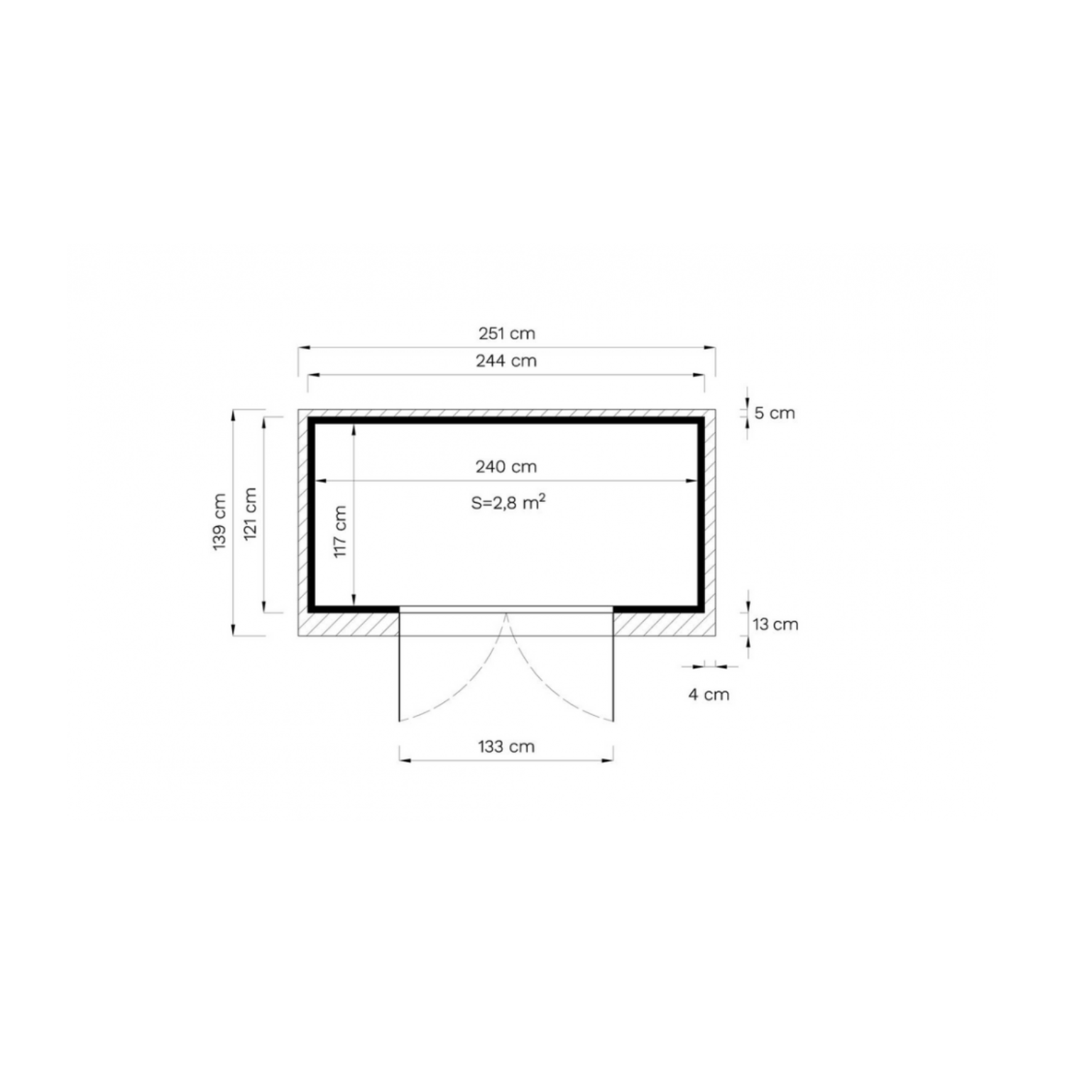 Abri de jardin bois MIDWAY – 244x121cm Panneau préassemblé 3