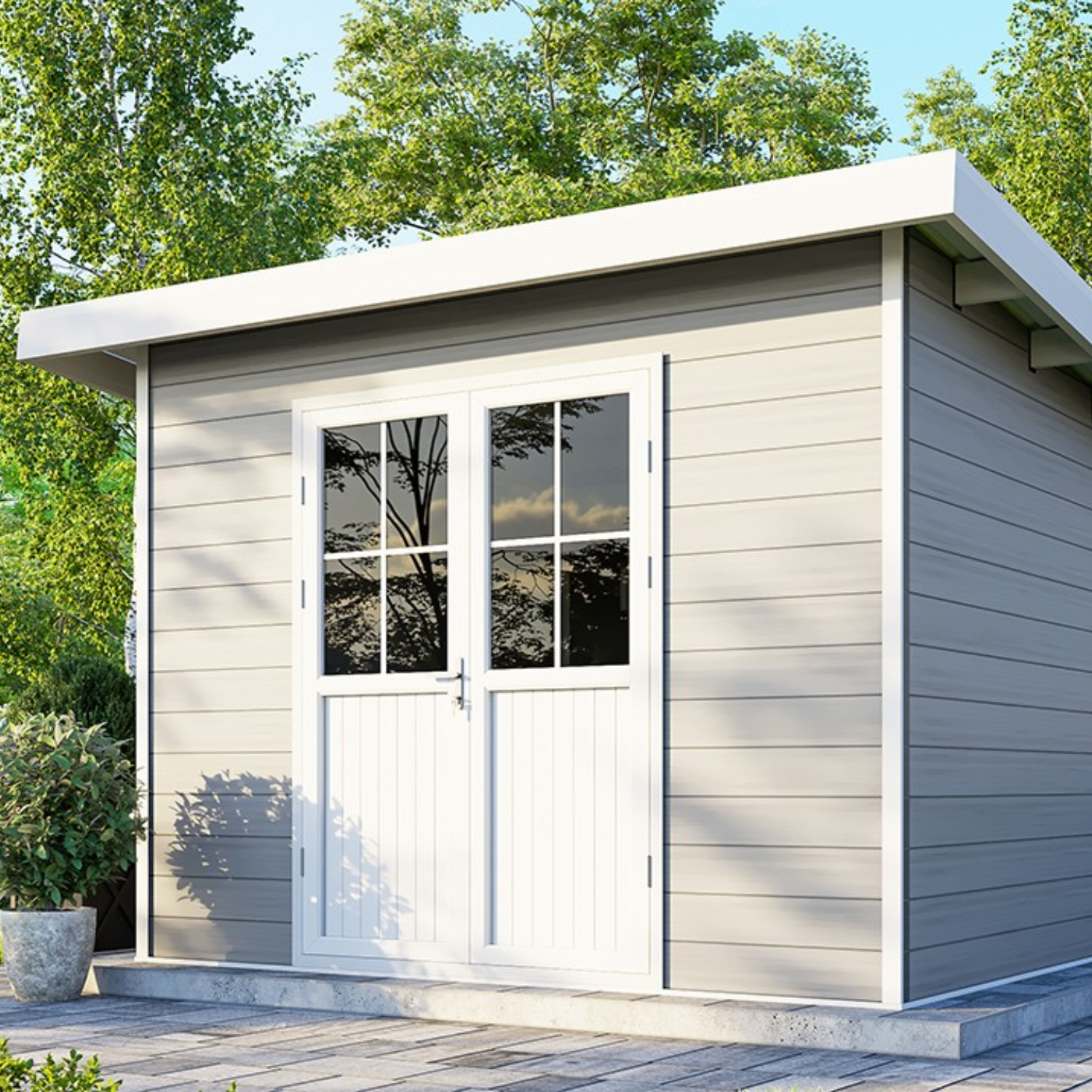 Abri de jardin composite SINTRA – 9m² Gris Clair